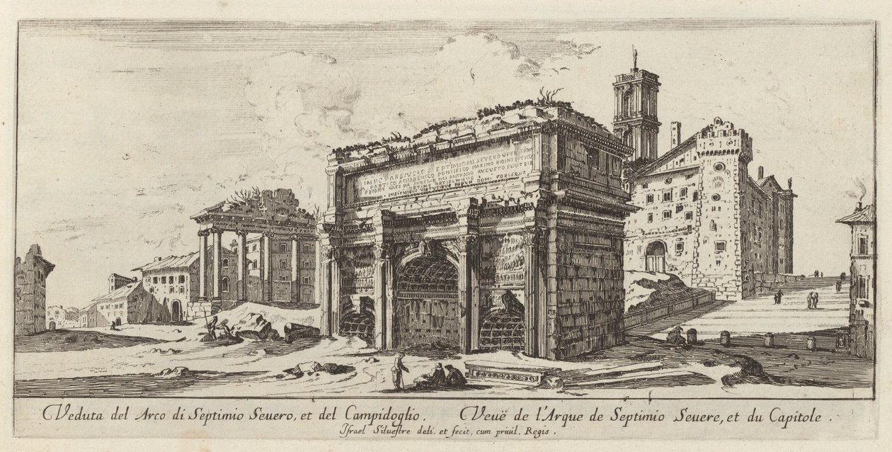 Veduta del Arco di Septimius Severus e del Campidoglio de Israël Silvestre