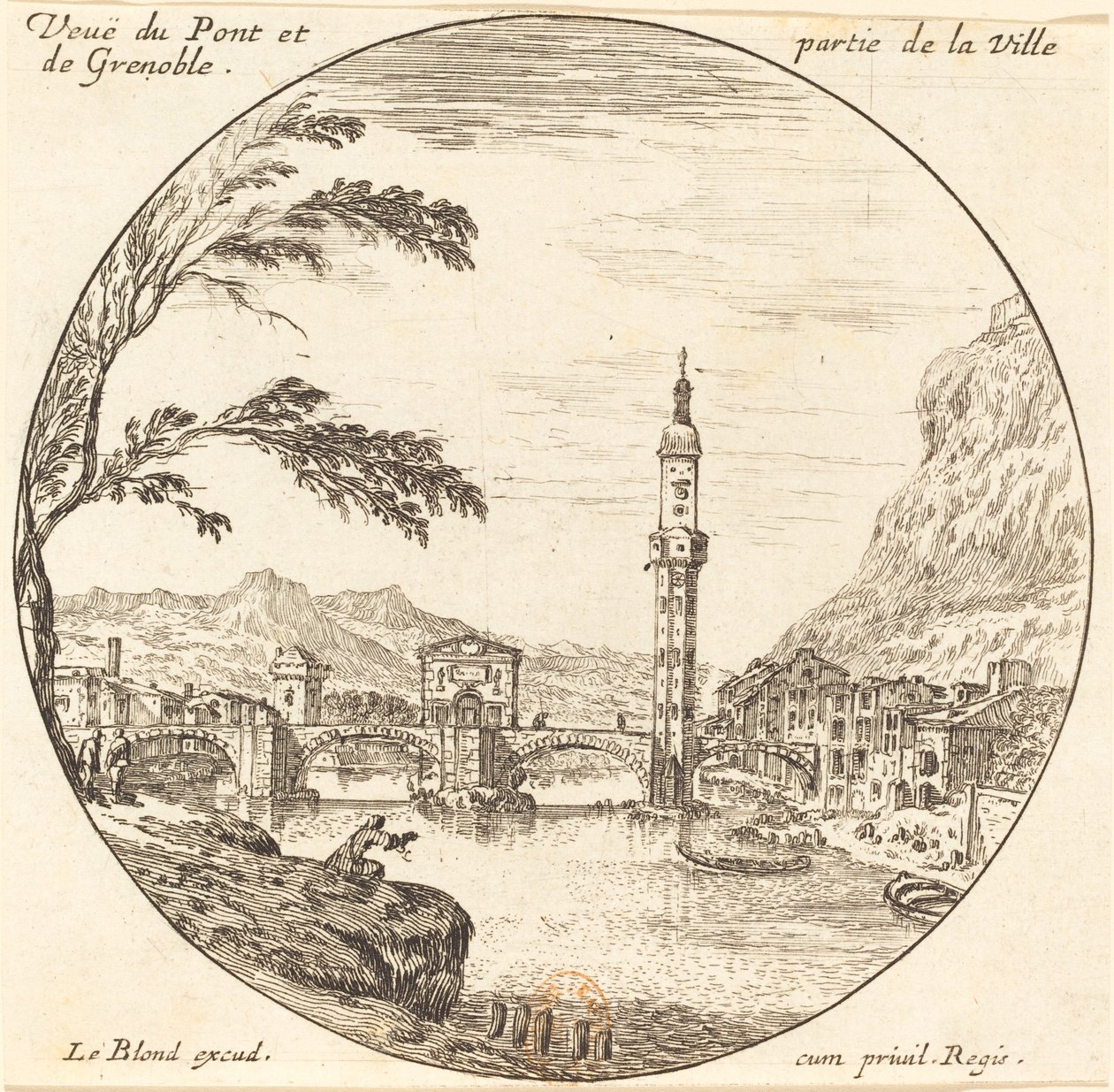 Veue de Pont et partie de la Ville de Grenoble de Israël Silvestre