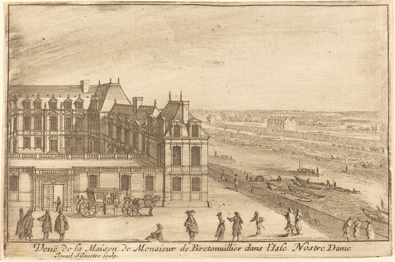 Vista da Casa de Monsieur de Bretonuiller na Ilha Nostre Dame de Israël Silvestre