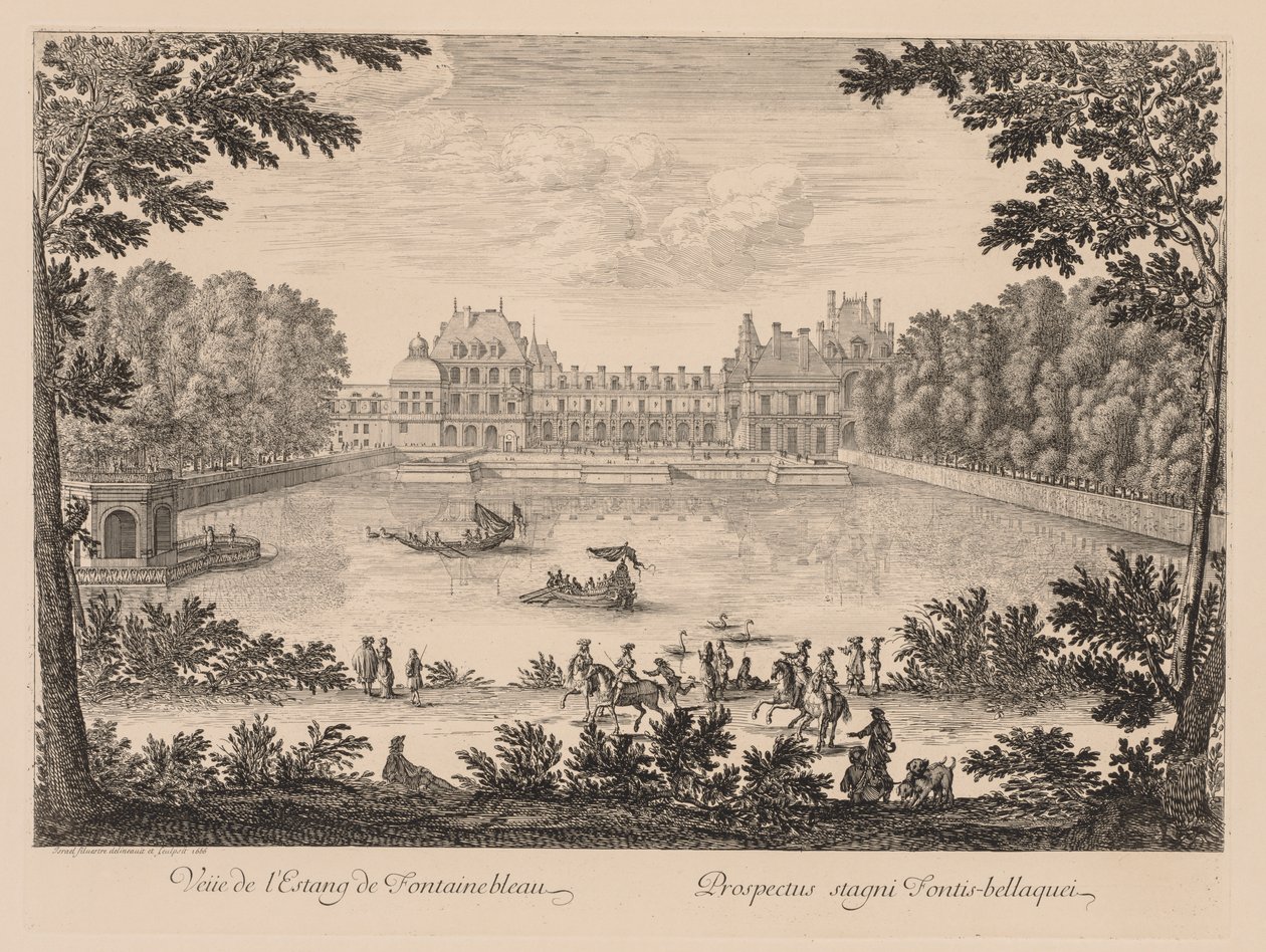 Vista da lagoa de Fontainebleau, 1666. de Israël Silvestre