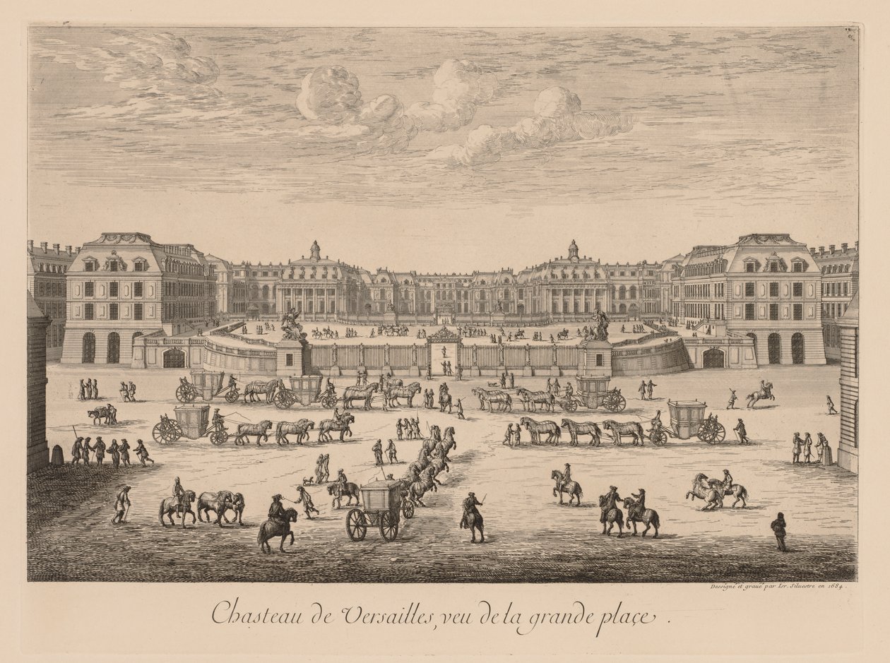 Vista do Palácio de Versalhes, visto da Grande Place de Israël Silvestre
