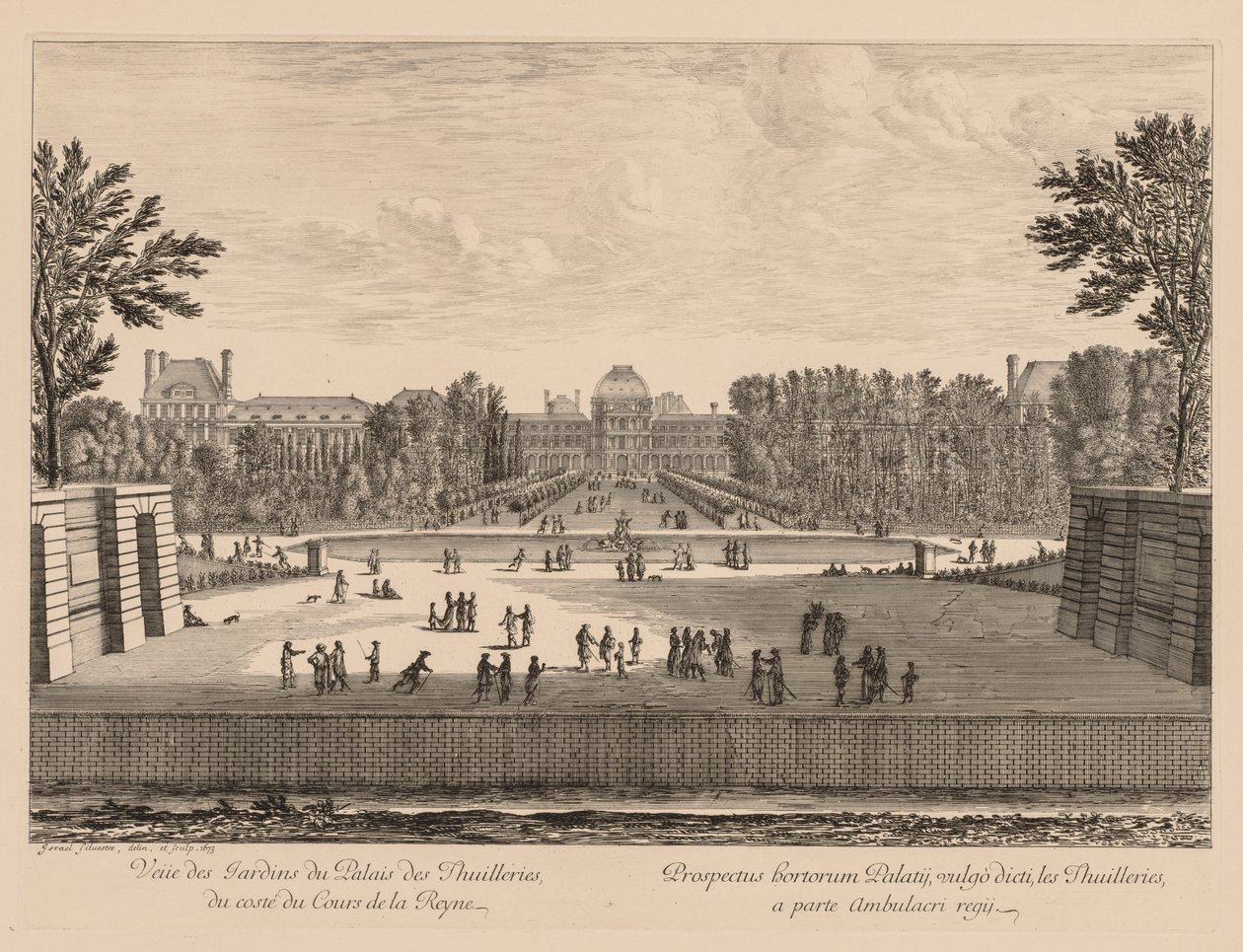 Vista do Palácio e Jardins das Tulherias, do lado de Cours la Reine de Israël Silvestre