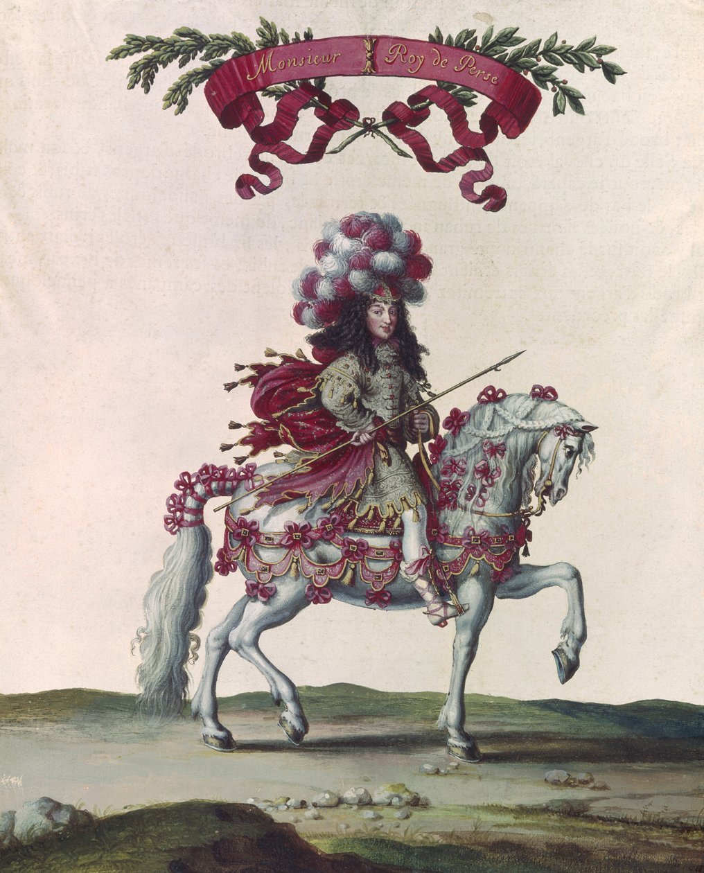 Philippe I (1640-1701) Duque de Orleans como o rei da Pérsia, parte do carrossel dado por Louis XIV (1638-1715) na frente das Tulherias, 5 de junho de 1662 de Israël Silvestre the Younger