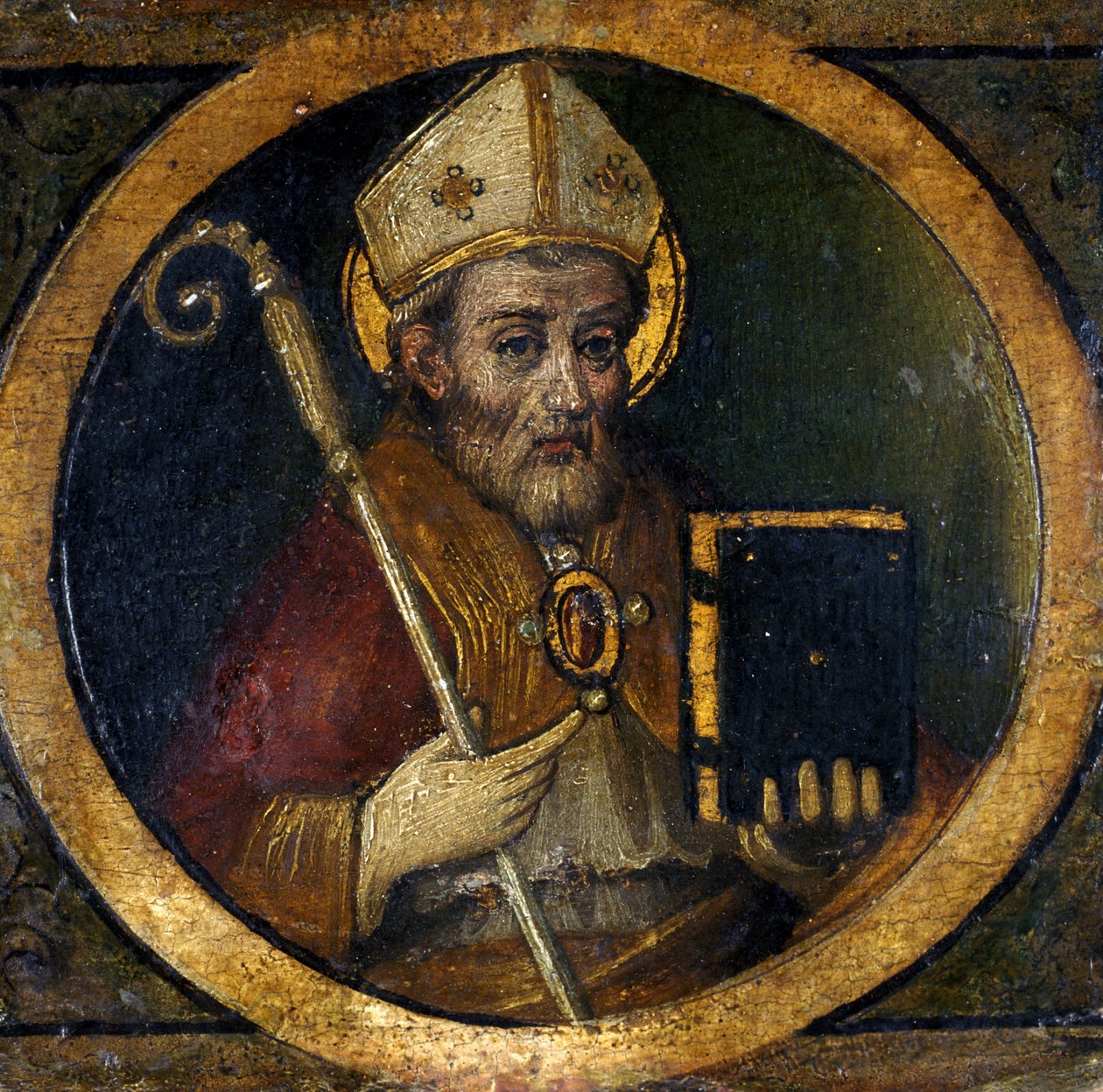 Um bispo sagrado (tempera em madeira de choupo) de Italian School