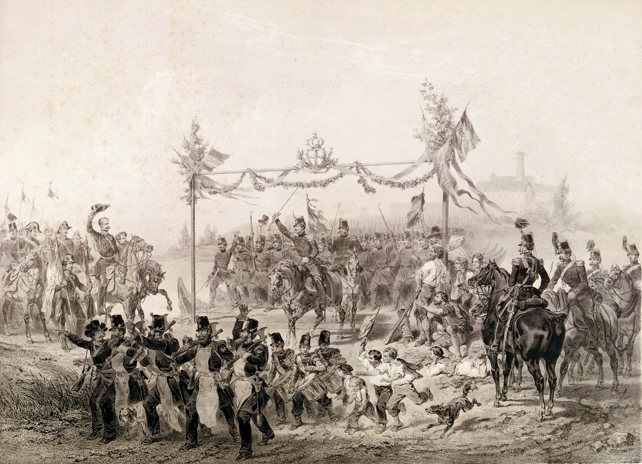Charles-Albert I (1798-1849) Príncipe de Carignan encarregado do exército piemontês que cruza o Tessin de Italian School