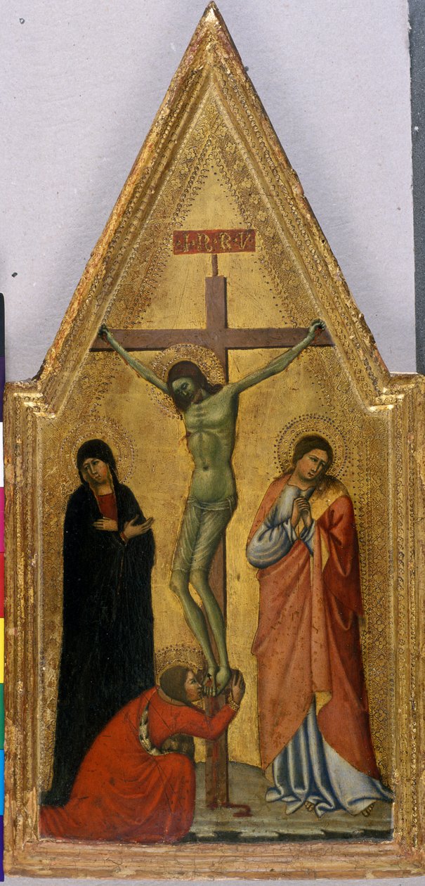 Cristo na cruz com Maria, João e Maria Madalena (têmpera sobre madeira) de Italian School