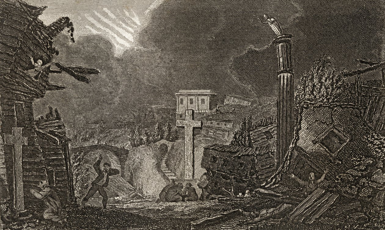 Início do terremoto em Messina em 1783 de Italian School