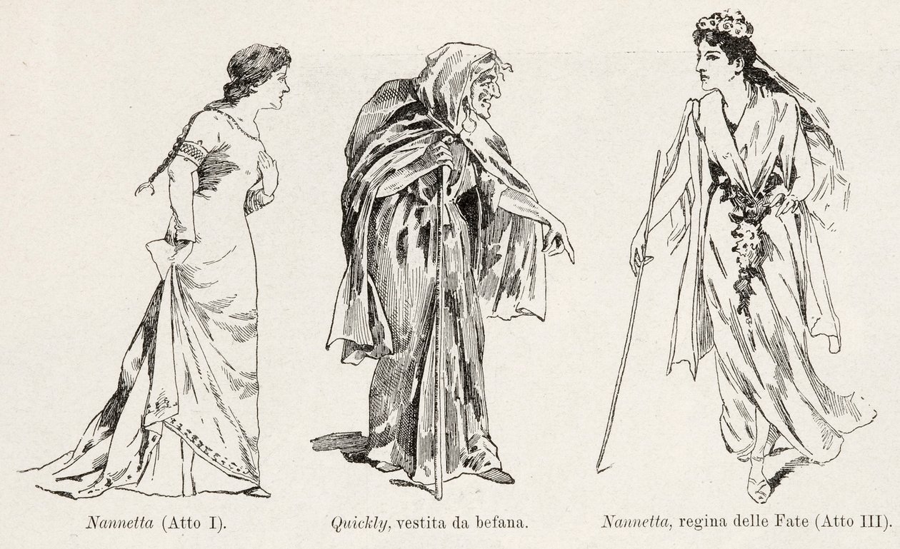 Fantasias da ópera Falstaff de Verdi, da LIllustrazione Italiana, XX, nº 8, 19 de fevereiro de 1893 de Italian School