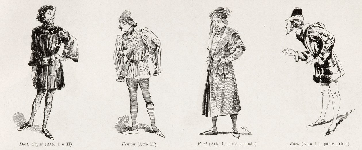 Fantasias da ópera Falstaff de Verdi, da LIllustrazione Italiana, XX, nº 8, 19 de fevereiro de 1893 de Italian School