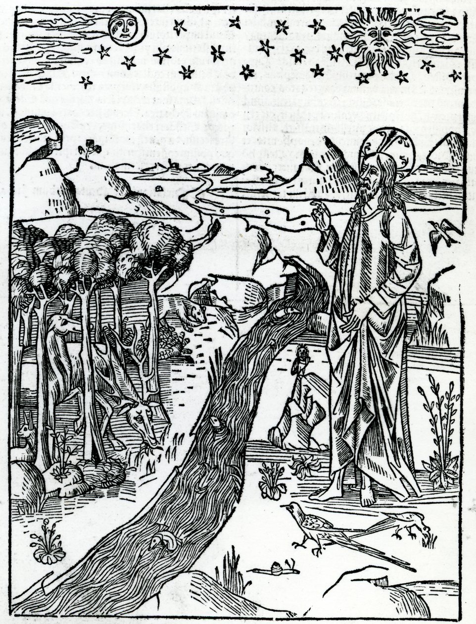 Criação, primeira página do Gênesis, da Bíblia Lugduni, 1538 de Italian School