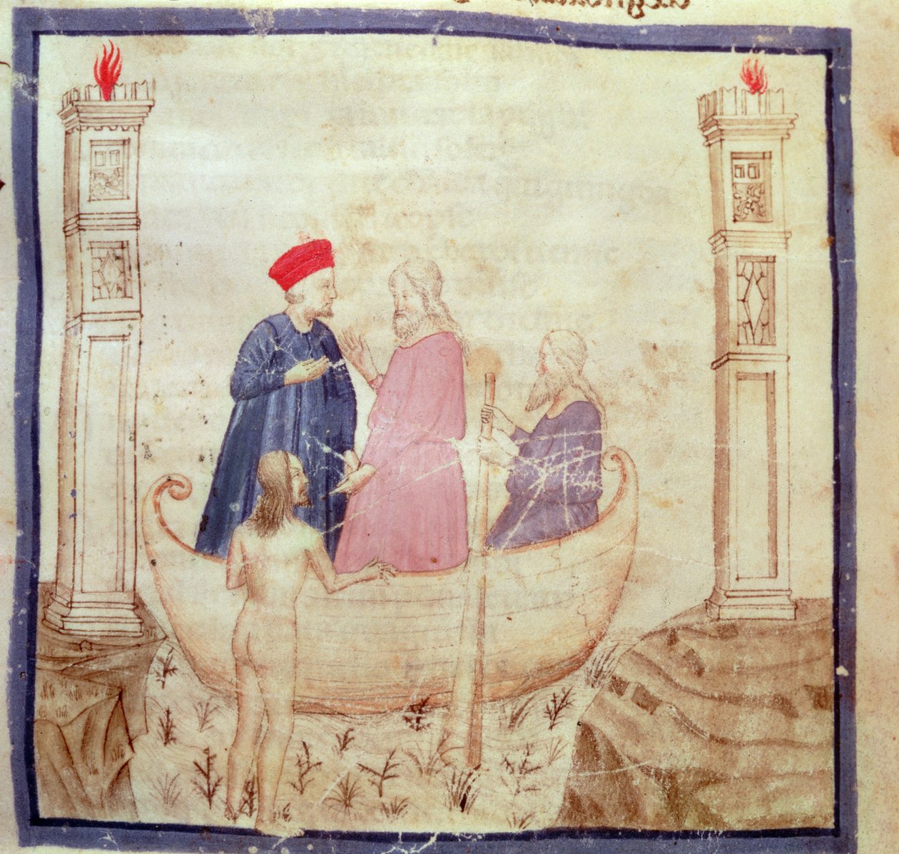 Dante e Virgílio (70-19 aC) indo para o inferno, da Divina Comédia de Dante Alighieri (1265-1321) de Italian School