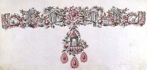 Design para um collier (desenho) de Italian School