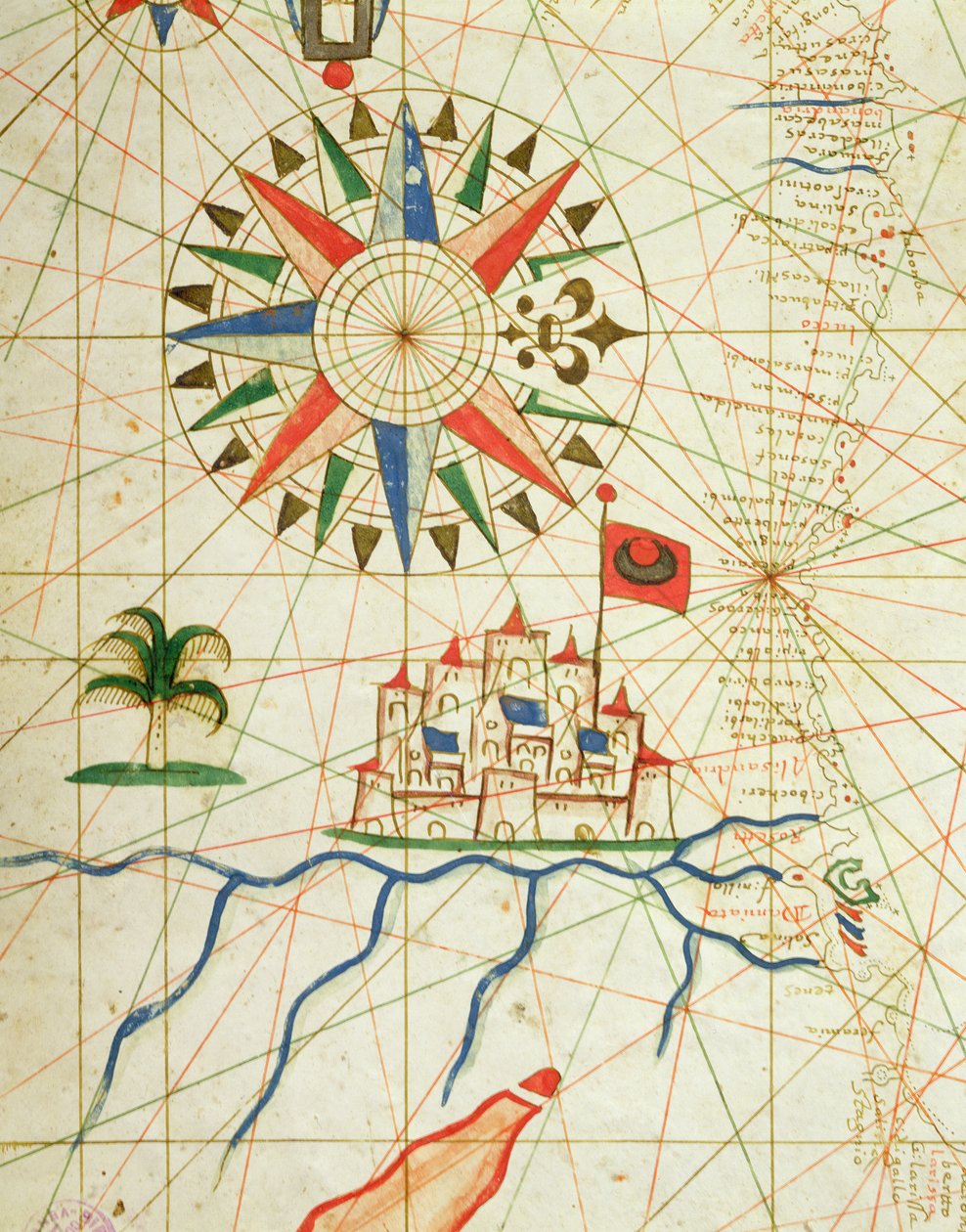 Egito, o rio Nilo e Cairo, de um atlas náutico, 1646 (tinta aveludada) (detalhe de 330936) de Italian School