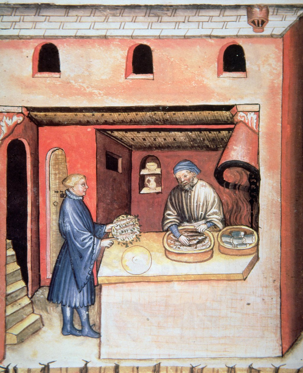 Fol.83v Peixe marinado em vinagre, ilustração de Tacuinum Santiatis Codex Vindobonensis de Italian School