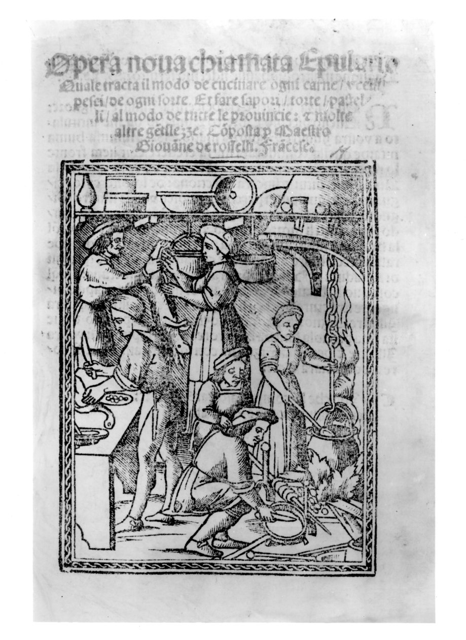 Frontispício para um livro de culinária italiana de Italian School