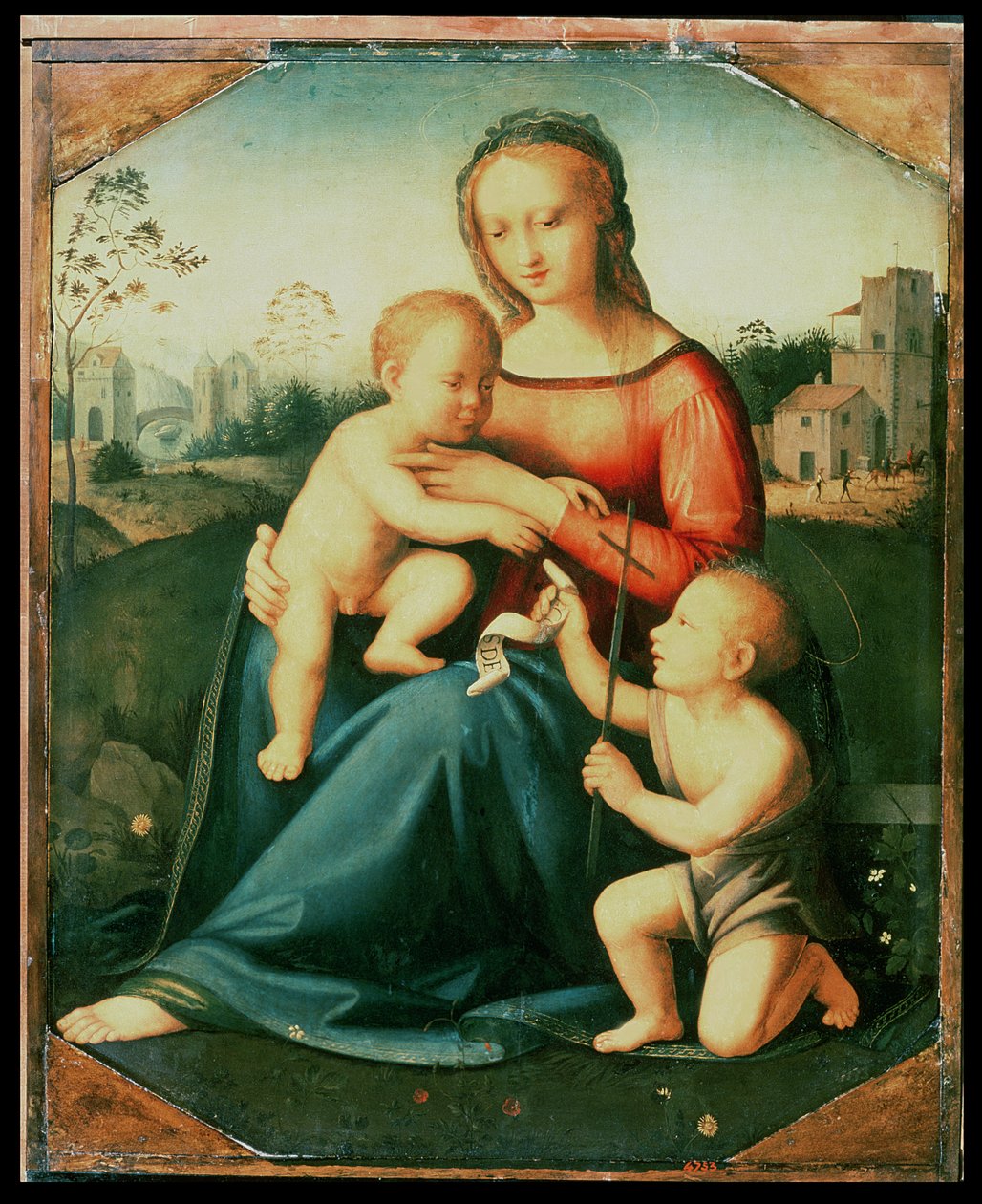 Madonna e criança com São João Batista de Italian School