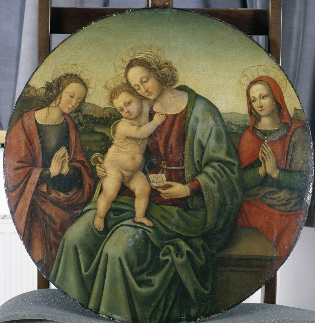 Madonna com a criança e duas santos fêmeas, c.1500-15 (tempera na madeira de álamo) de Italian School