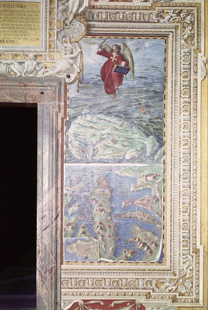 Mapa de Malta, detalhe da &39;Galleria delle Carte Geografiche&39;, 1580-83 (ver 259885 para detalhes) de Italian School