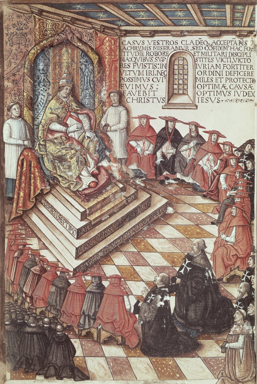 Ms 1163 fol.35v Papa Clemente VII (1478-1534) com seus cardeais de Italian School