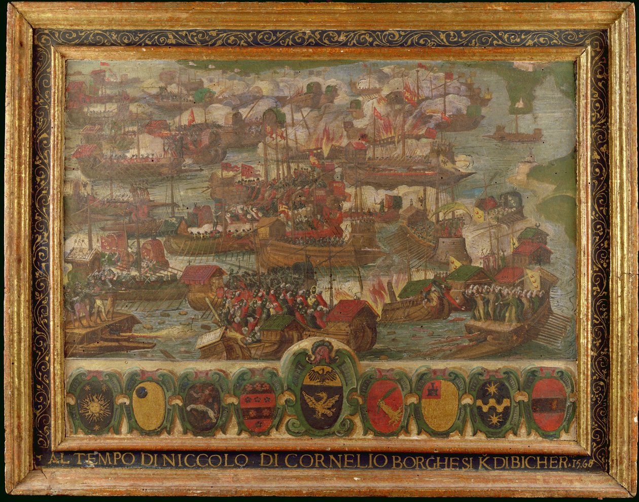 Batalha Naval de Lepanto, 1571 de Italian School
