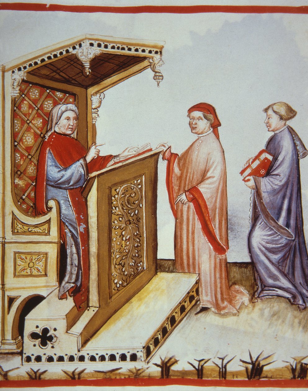 Nova 2644 fol.4r Ububchasym de Baldach (Ibn Butlan) escrevendo o Tacuinum saudável (manutenção da saúde), a partir de um Codex Tacuini saudável de Italian School