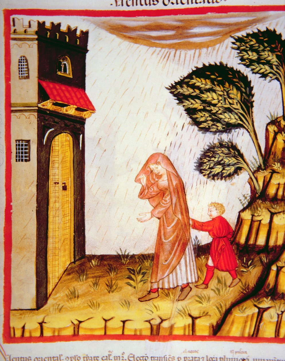 Nova 2644 fol.57r os ventos leste, de Tacuinum saudável de Italian School