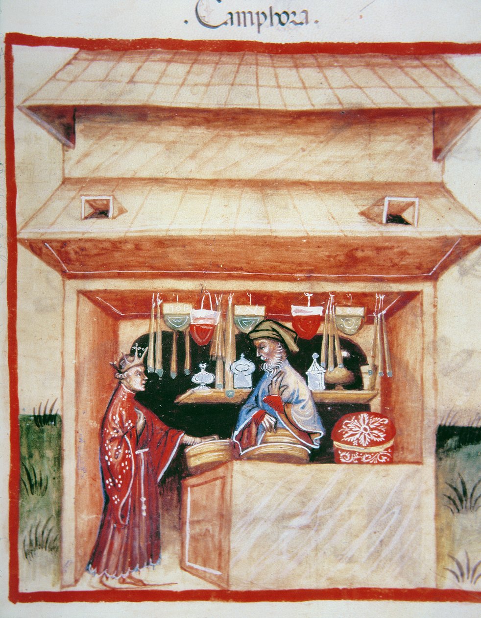 New fol.94r 2644 venda de cânfora, de Tacuinum saudável de Italian School