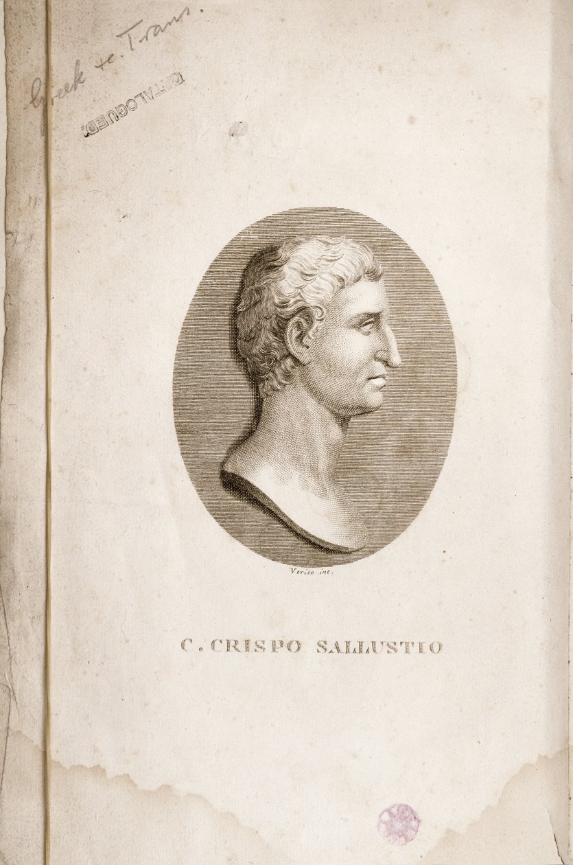 Retrato de Gaius Crispus Sallust (c.85-35 aC) gravado por Antonio Verico (fl.1819) de Italian School