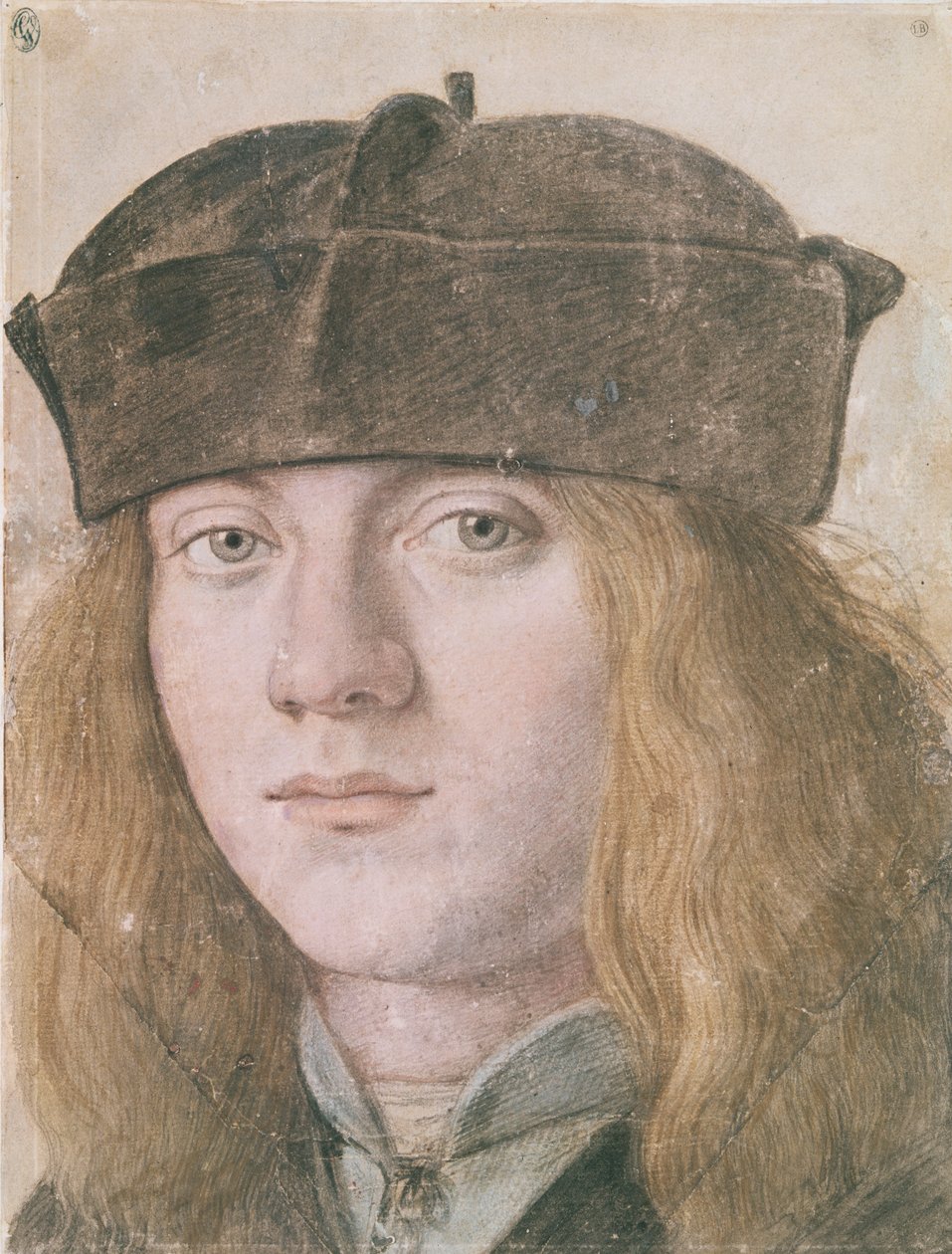Retrato de um jovem (lápis e wc no papel) de Italian School
