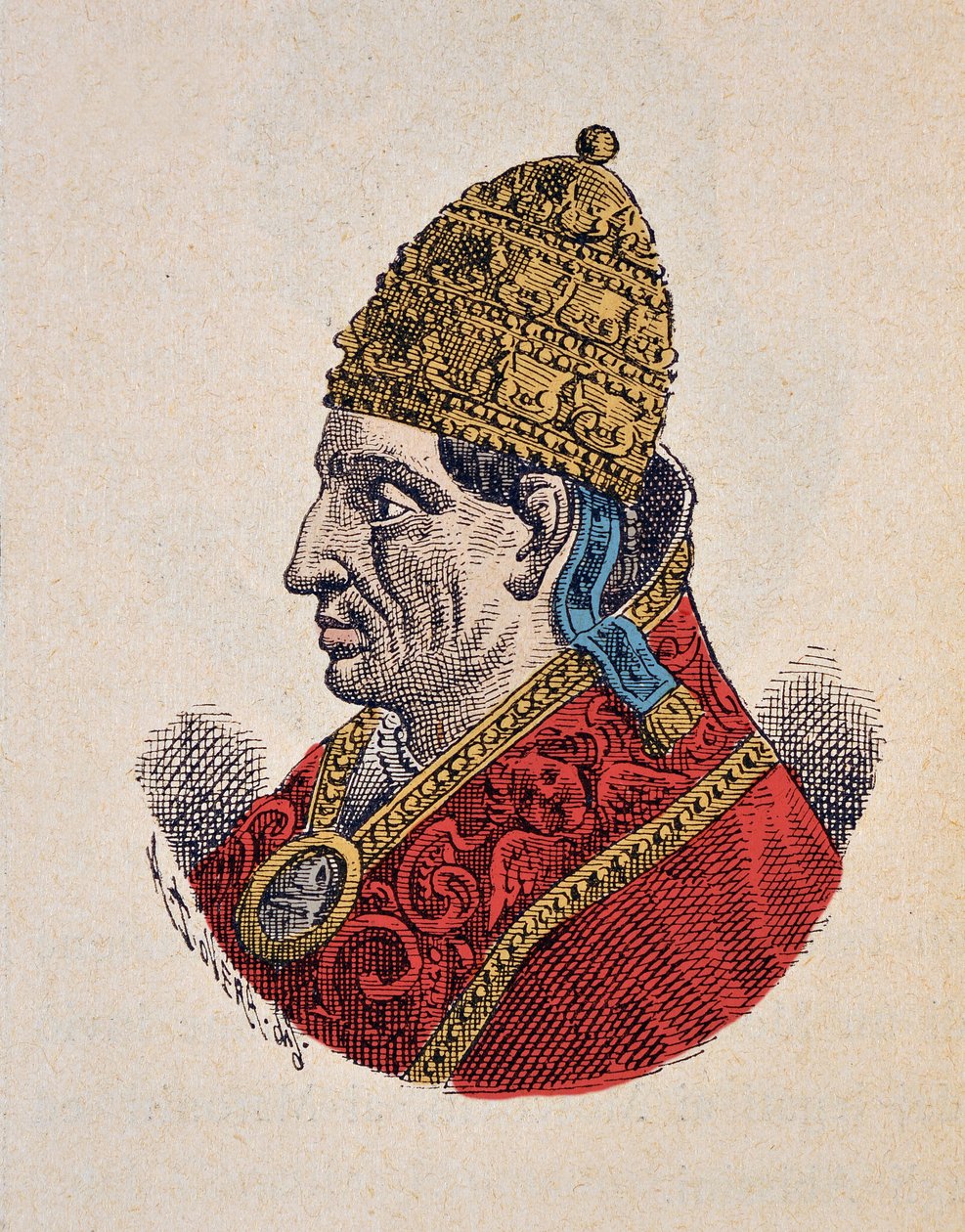 Retrato do Papa Adrien VI (Adriano, Adriano ou Adriano ou Adriano) (1522-1523), 1898 (gravura com posterior coloração) de Italian School