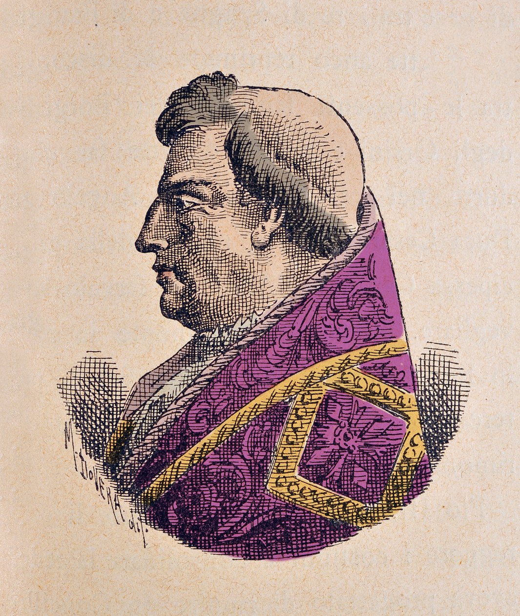 Retrato do Papa Alexandre VI (Alexandre ou Alessandro) (Rodrigo Borgia) (1492-1503), 1898 (gravura com posterior coloração) de Italian School