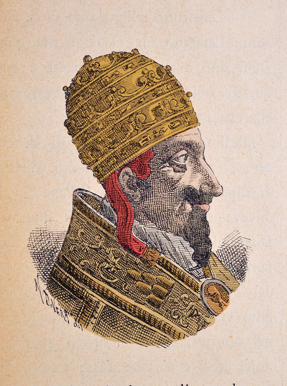 Retrato do Papa Alexandre VIII (Alexandre ou Alessandro) (1689-1691), 1898 (gravura com posterior coloração) de Italian School