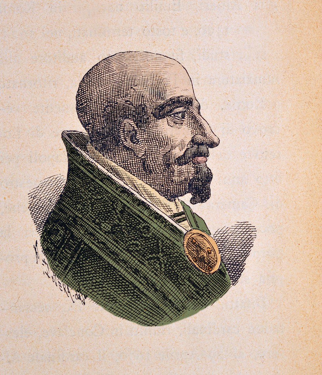 Retrato do Papa Clemente IX (Clemente ou Clemens) (1667-1669), 1898 (gravura com posterior coloração) de Italian School