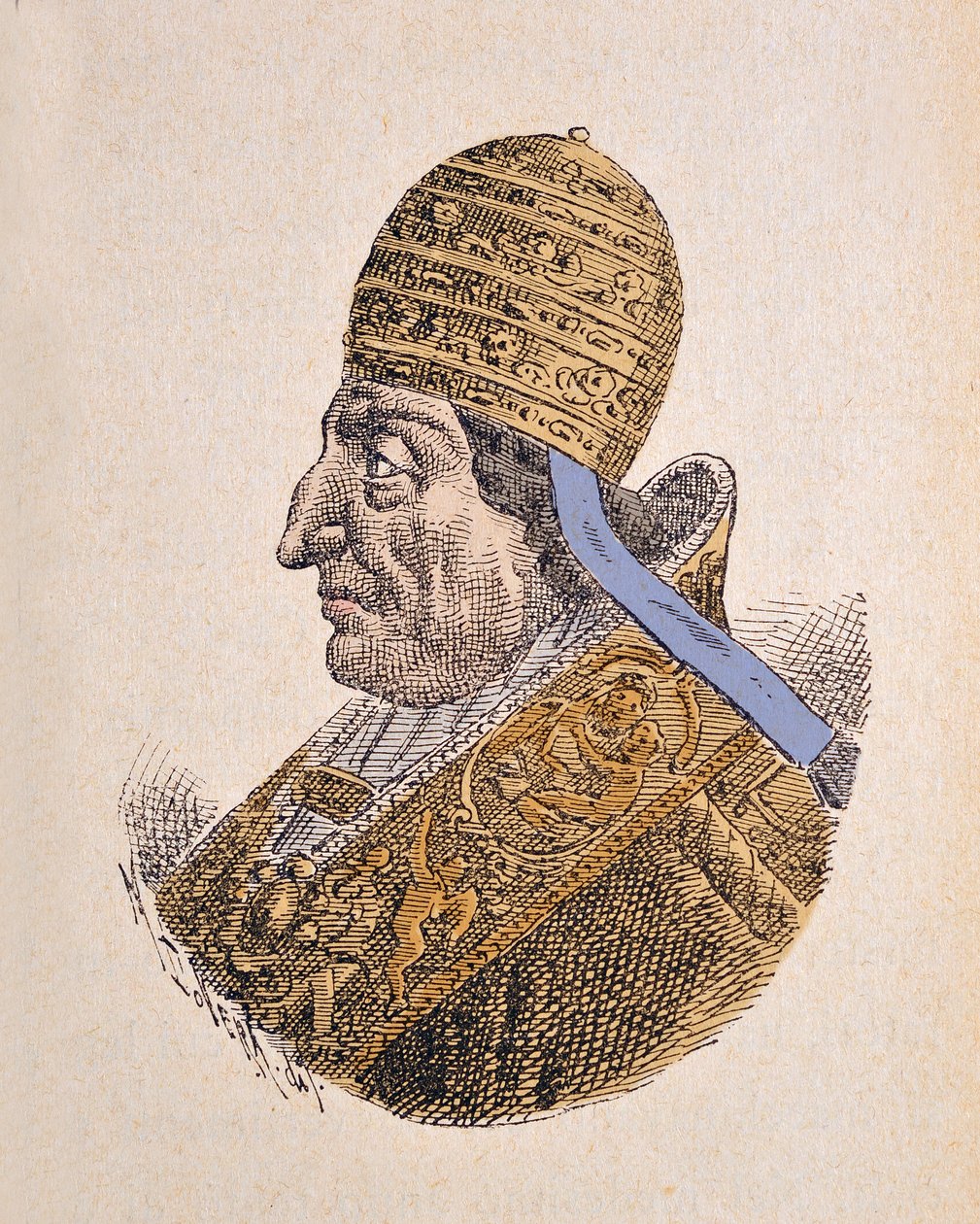 Retrato do papa Clemente XII (Clemente ou Clemens) (1730-1740), 1898 (gravura com posterior coloração) de Italian School