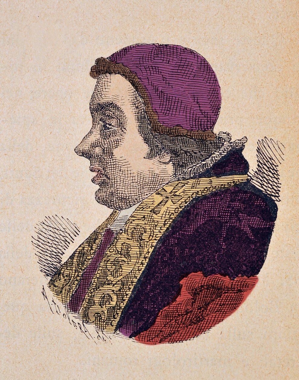 Retrato do Papa Clemente XIII (Clemente ou Clemens) (1758-1769), 1898 (gravura com posterior coloração) de Italian School