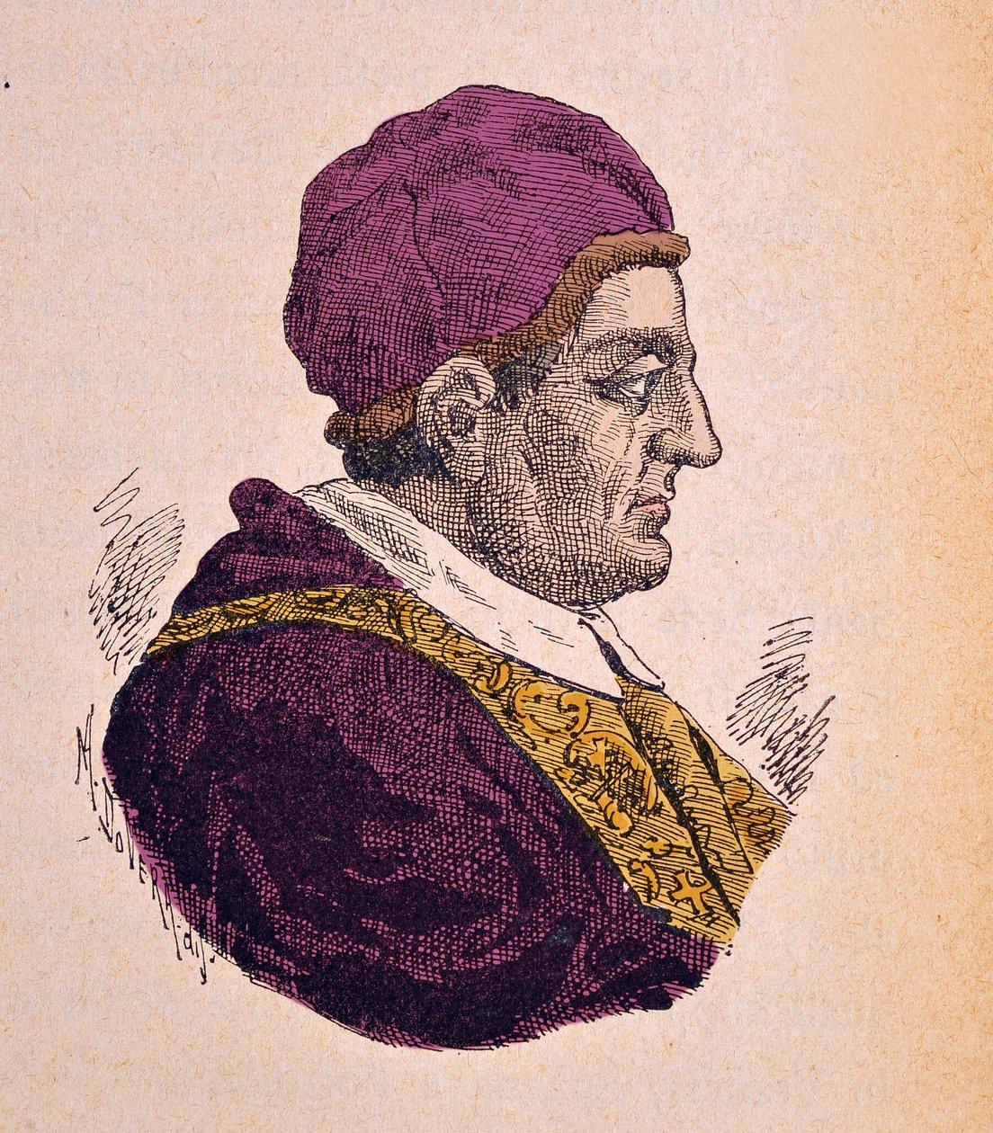 Retrato do papa Clemente XIV (Clemente ou Clemens) (1769-1774), 1898 (gravura com posterior coloração) de Italian School