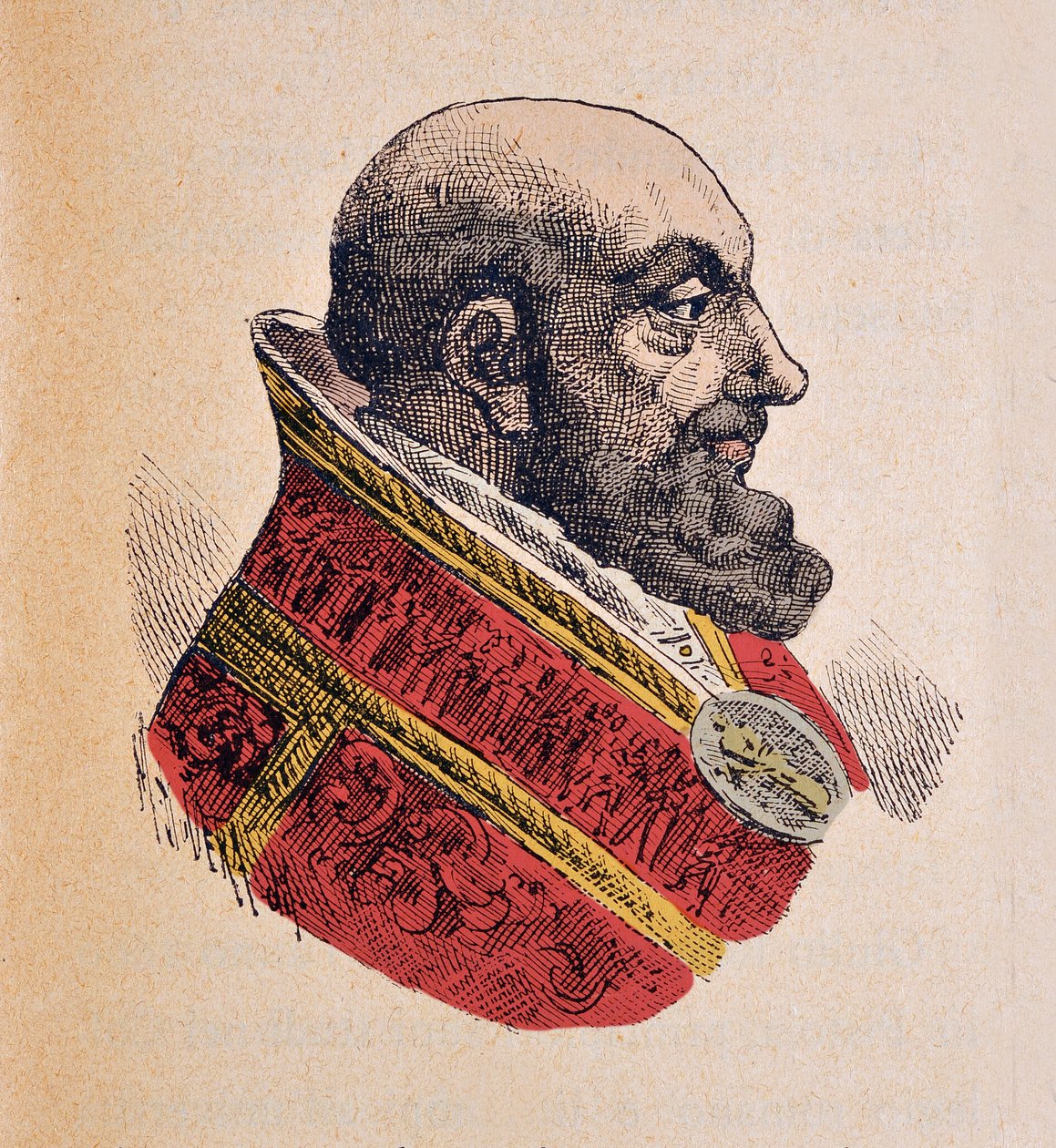 Retrato do Papa Inocêncio X (Innocenzo, Innocentius ou Giovanni Battista Pamphili) (1644-1655), 1898 (gravura com posterior coloração) de Italian School