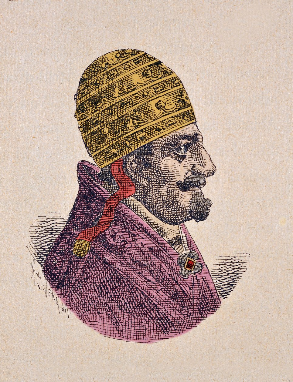 Retrato do Papa Inocêncio XII (Innocenzo, Innocentius) (1691-1700), 1898 (gravura com posterior coloração) de Italian School