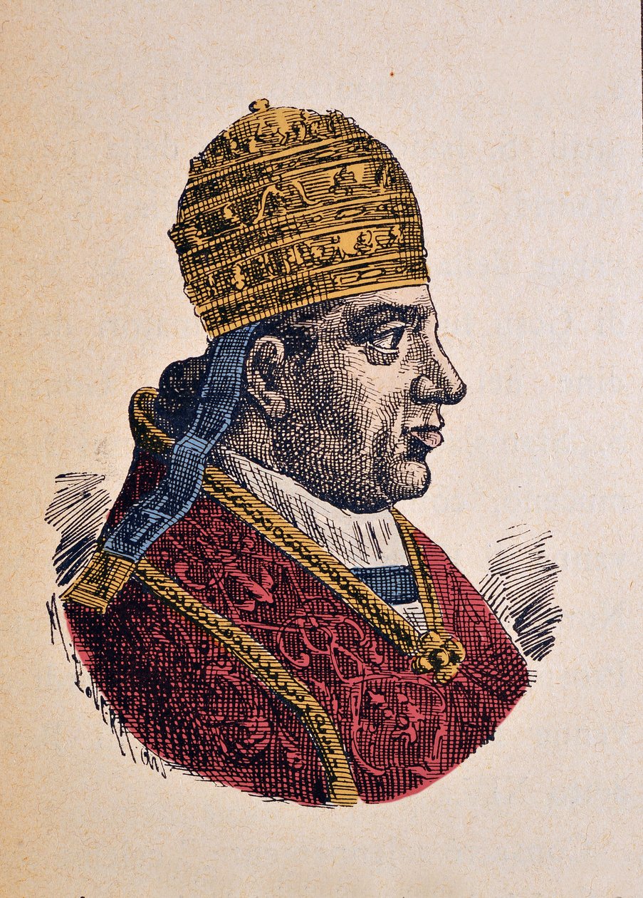 Retrato do Papa Inocêncio XIII (Innocenzo, Innocentius) (1721-1724), 1898 (gravura com posterior coloração) de Italian School