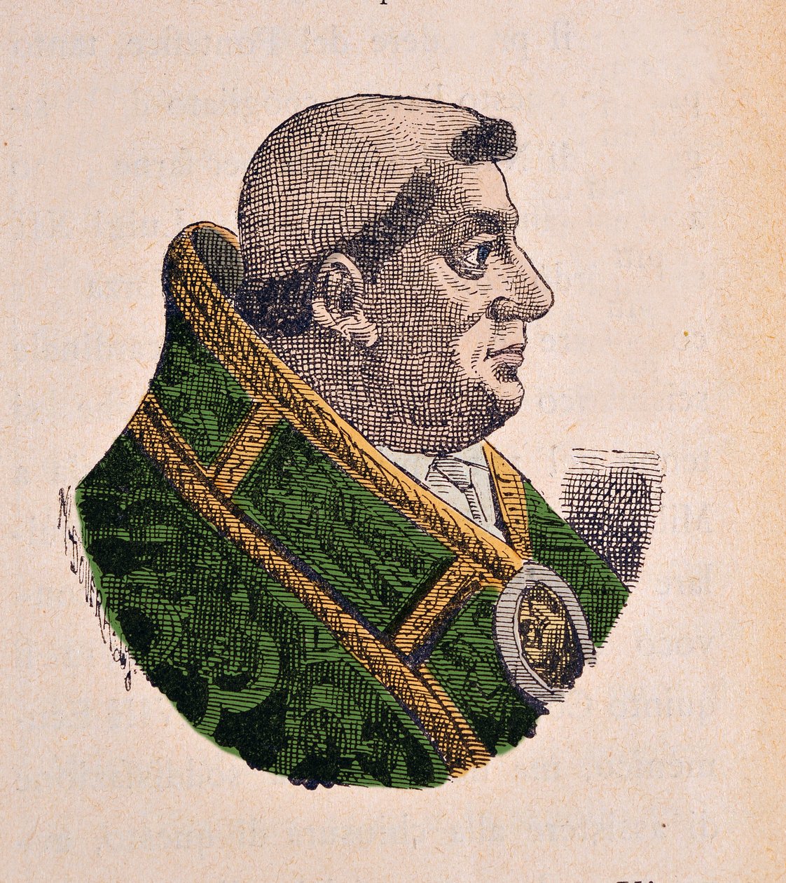 Retrato do papa Jules II (Giulio II Julius, 1503-1513), 1898 (gravura com posterior coloração) de Italian School