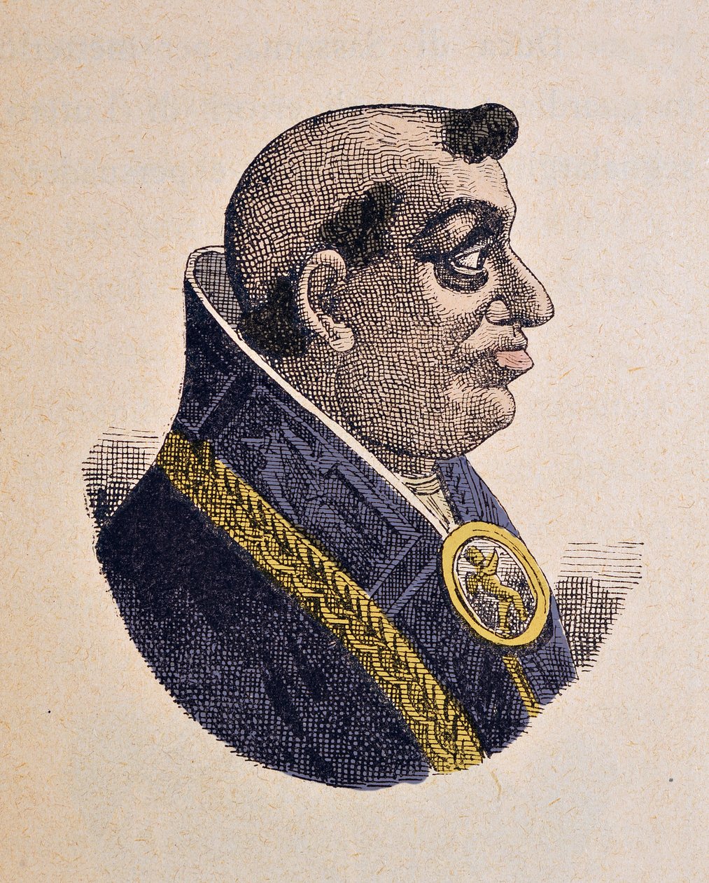 Retrato do Papa Leão X (Leão, Leone ou Giovanni de Leorenzo de Medicis) (1513-1521), 1898 (gravura com posterior coloração) de Italian School