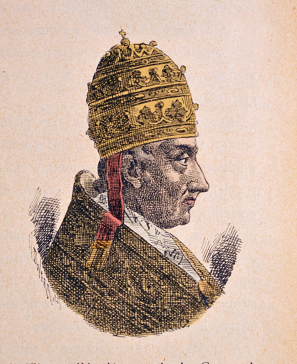 Retrato do Papa Leão XII (Leão, Leone) (1823-1829), 1898 (gravura com posterior coloração) de Italian School