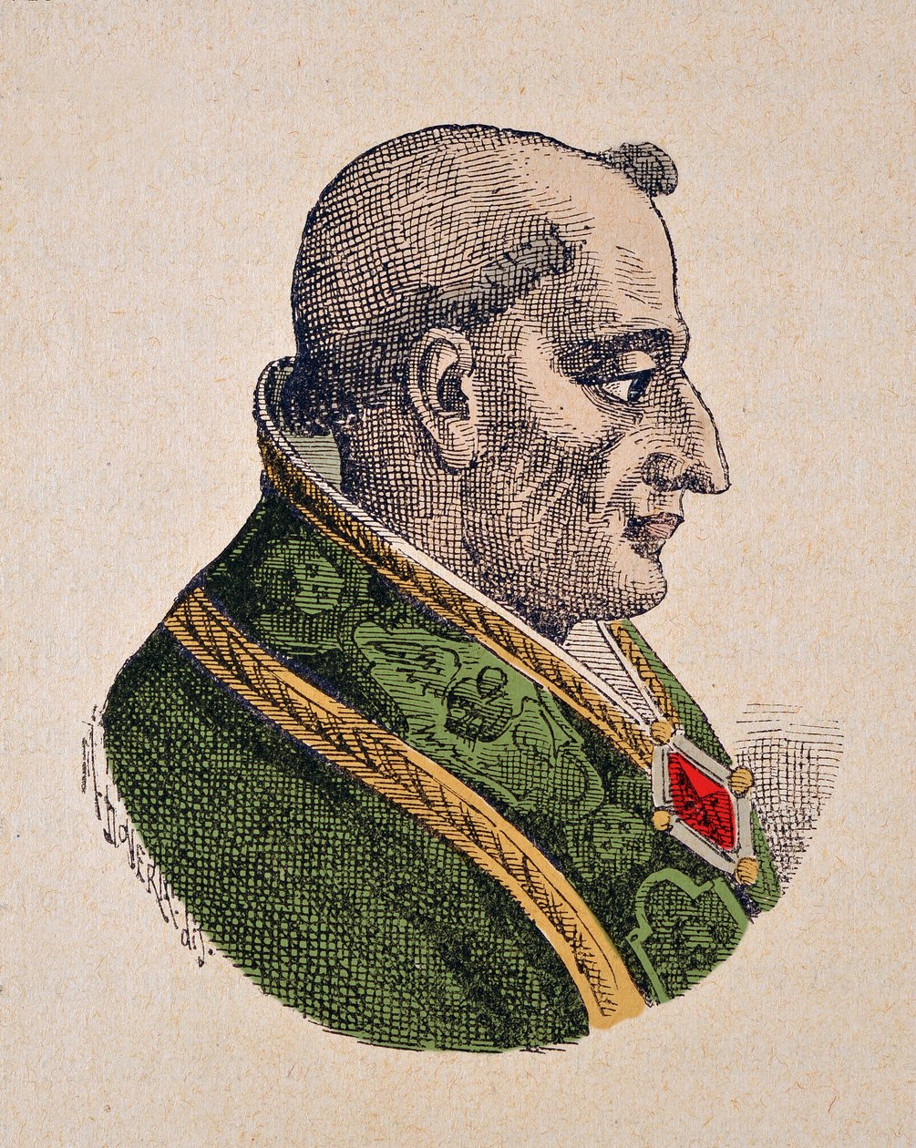Retrato do papa Torta III (Pio ou Pio) (1503), 1898 (gravura com posterior coloração) de Italian School