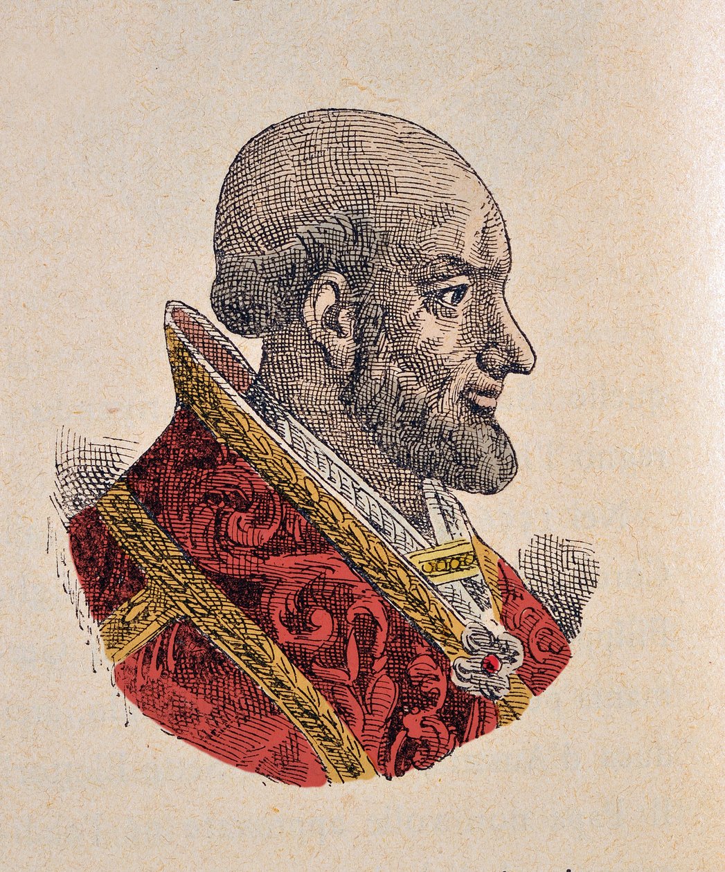 Retrato do Papa Torta IV (Pio ou Pio) (1559-1565), 1898 (gravura com posterior coloração) de Italian School