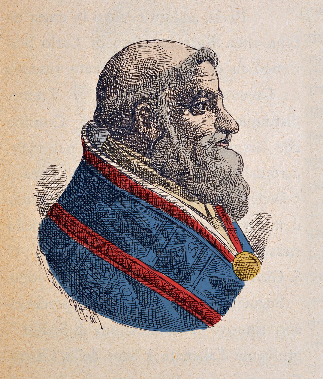 Retrato do Papa Sixte V ou quint (Sixtus, Sisto ou Xystus) (1585-1590), 1898 (gravura com posterior coloração) de Italian School