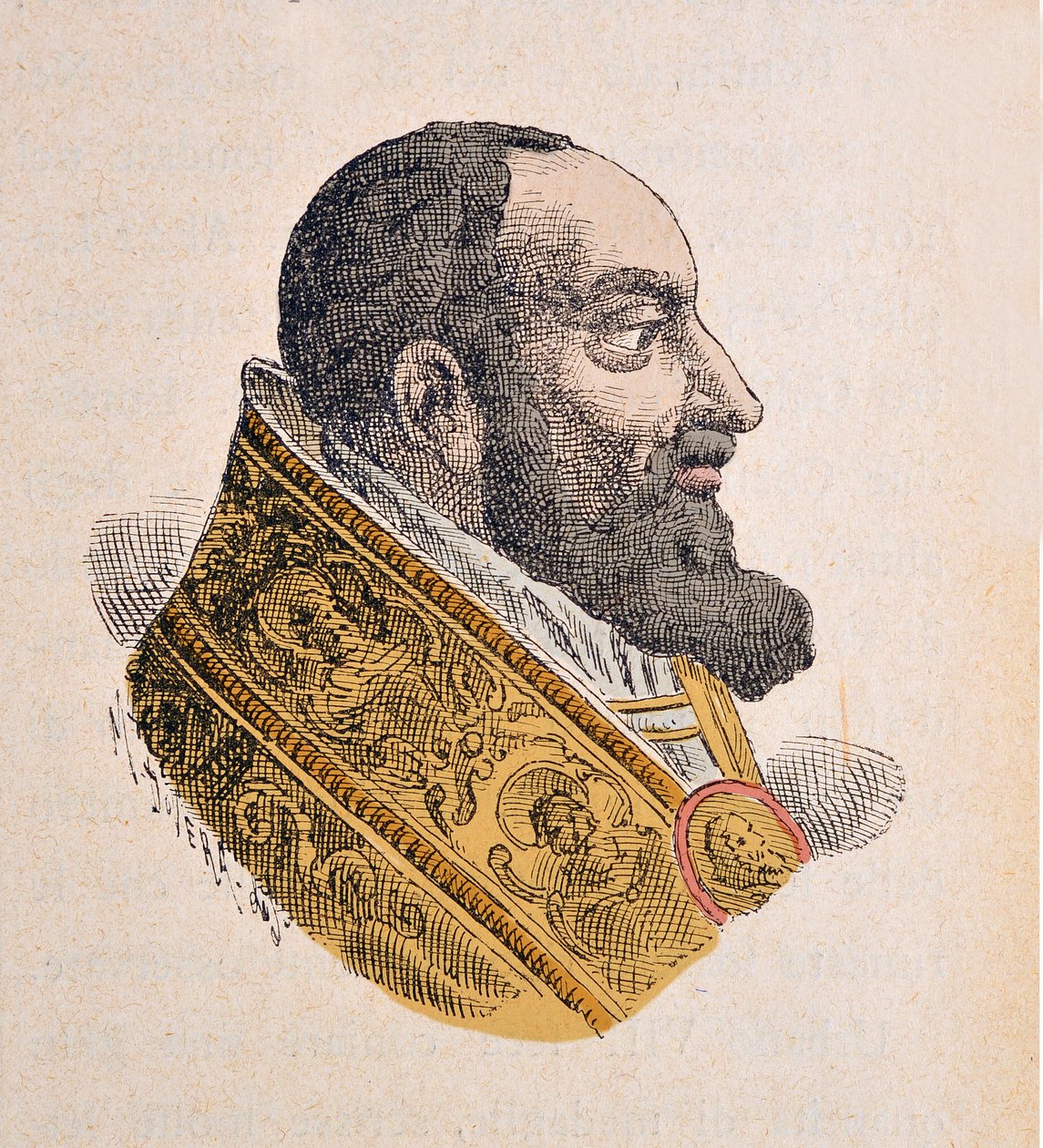 Retrato do Papa Urbain VIII (Urbano ou Urbano ou Urbano) (1623-1644), 1898 (gravura com posterior coloração) de Italian School