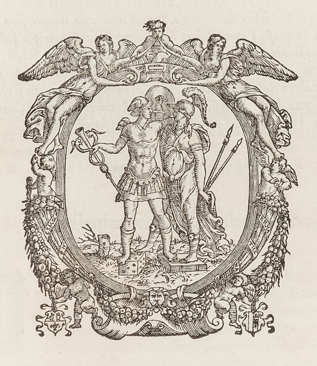 Dispositivo de impressoras usado pelas impressoras Gualtiro Scotto em Veneza entre 1550 e 1555 de Italian School