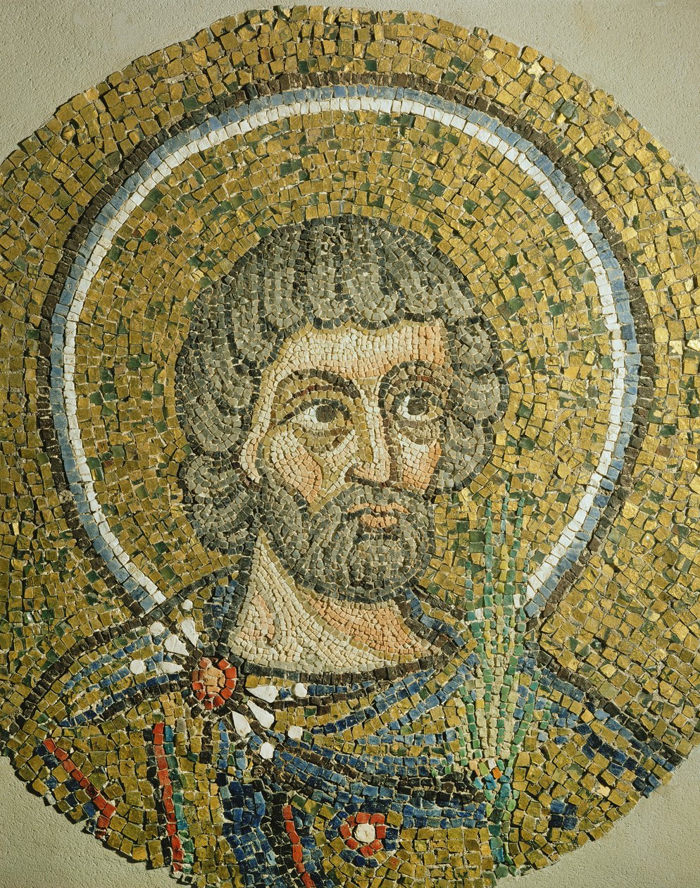 São Barbaziano: Fragmento de um mosaico da Basílica de Ursiana, a antiga Catedral de Ravenna (mosaico) de Italian School