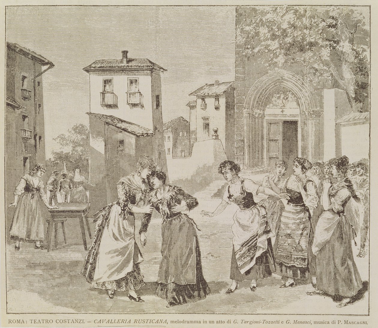 Cena da ópera Cavalleria Rusticana, de Pietro Mascagni (1863-1945) de Italian School