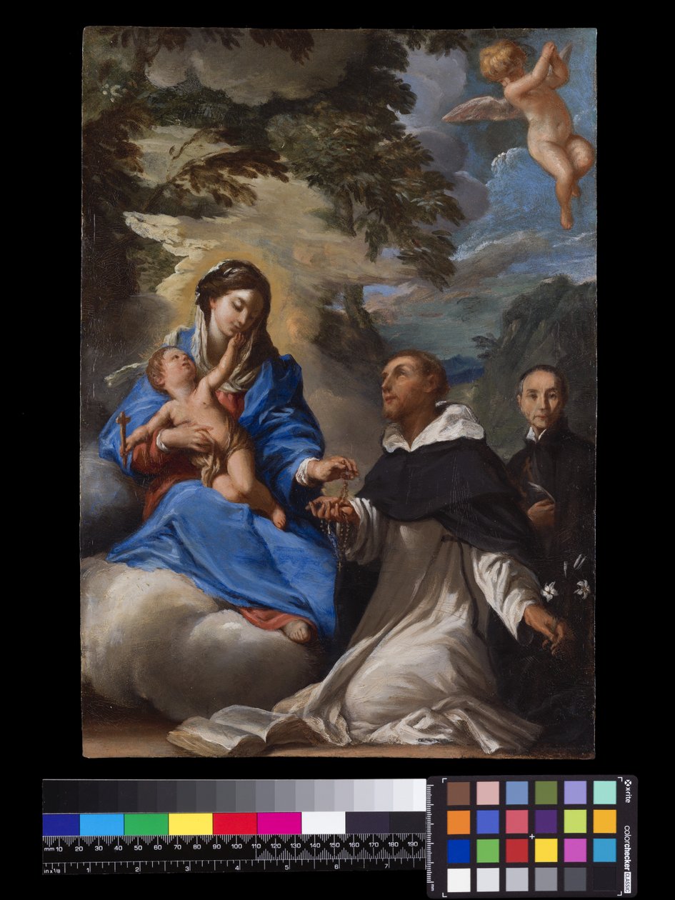 São Domingos recebendo o Rosário da Virgem Maria de Italian School